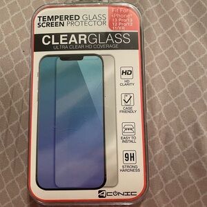 Clear Glass Screen Protector for iPhone fits 13/13 pro, 12/12 pro, 11/XR